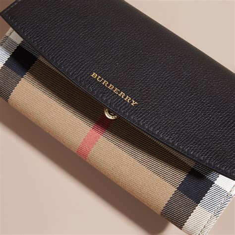 burberry london check and leather continental wallet|burberry small wallet.